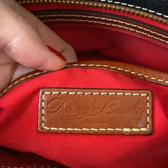 Dooney & Bourke Pebble Grain Leather Small Lexington Bag in Black and Brown - Picture 9 of 12